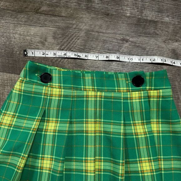TOPSHOP Green Plaid Mini Skirt Size 2 - Picture 5 of 8